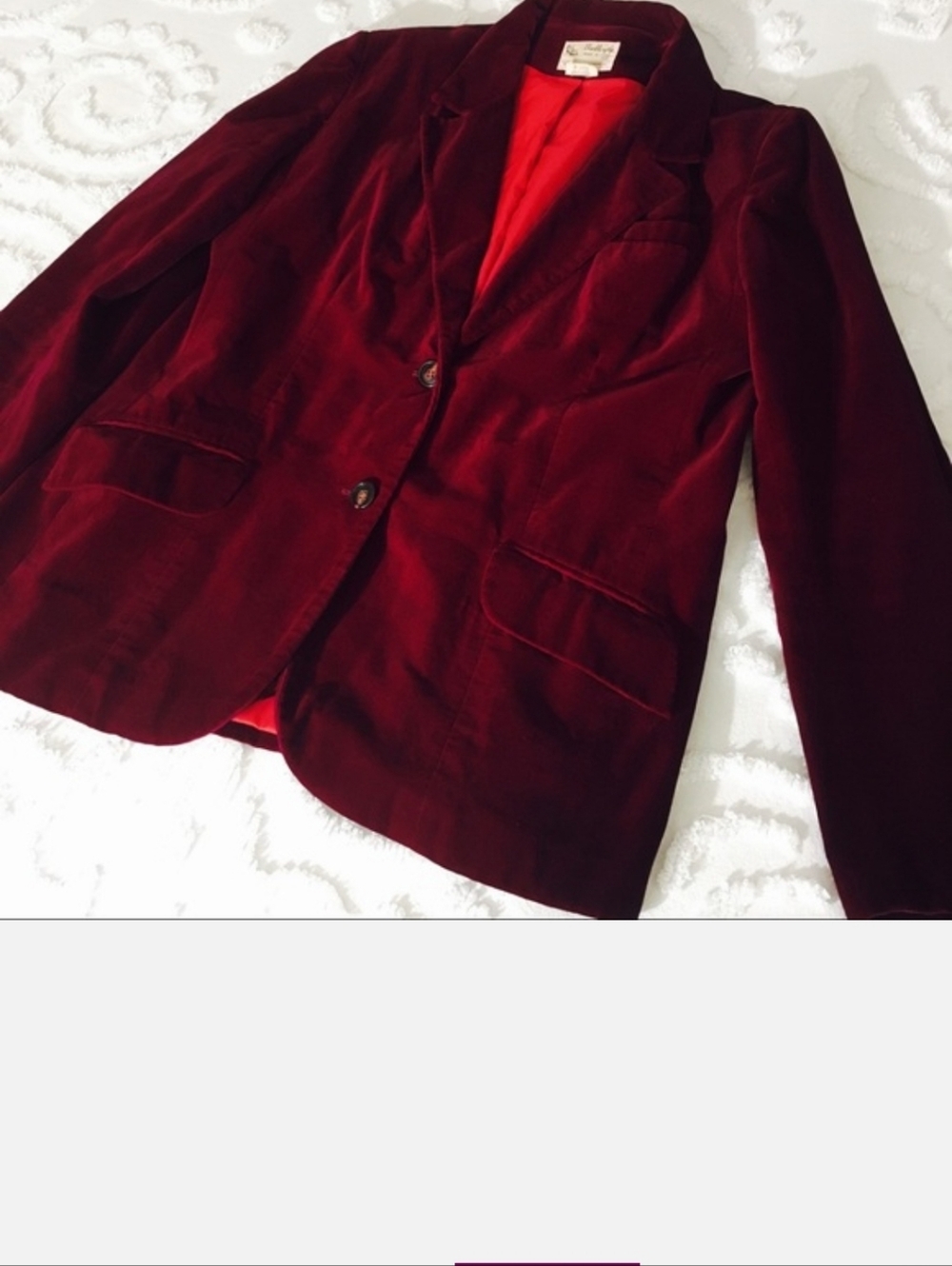 Vintage Burgundy Velvet Blazer 16 - Picture 4 of 7